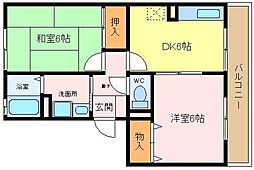 ウインドミル1 2階2DKの間取り
