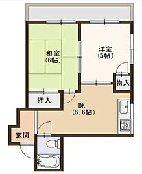 マスターズ・エル鳳南581 2DKの間取図画像