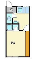 五十美ハイツ 1Kの間取図画像