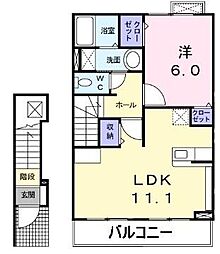 カーサプランシード1 1LDKの間取図画像
