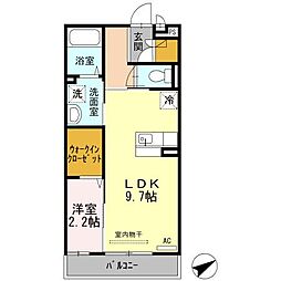 スカイコートツクノ 1LDKの間取図画像