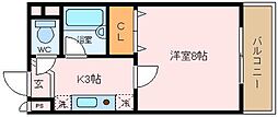 アネックス2号館 1Kの間取図画像