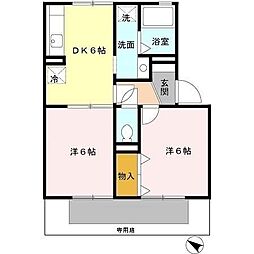セジュールM 2DKの間取図画像