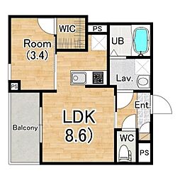 高石市取石2丁目アパート 1LDKの間取図画像