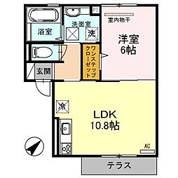 グリュックハイム 1LDKの間取図画像