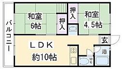 シティハイムコスモスA 2LDKの間取図画像
