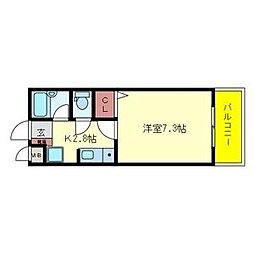 グランヴィラ・K 1Kの間取図画像