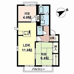 ダイケン浜寺南町D棟 2LDKの間取図画像