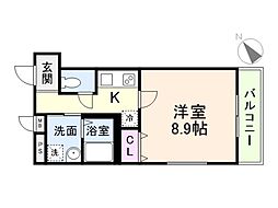 フジパレス高石綾園 1Kの間取図画像