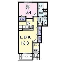 サンリット福泉 1LDKの間取図画像