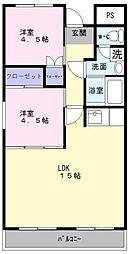 伊勢住宅鳳西町7506 2LDKの間取図画像