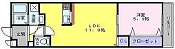 アーバンフォレスト高石 1LDKの間取図画像