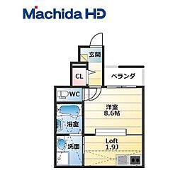 あんしんプラス浜寺船尾 1Kの間取図画像