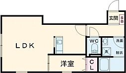 泉大津市東港町アパート 1LDKの間取図画像