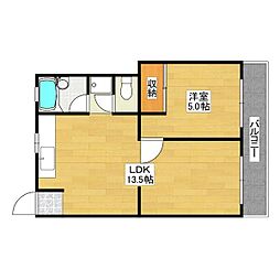 パークハイツ浜寺 2DKの間取図画像