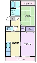 第二宮崎ビル 2DKの間取図画像