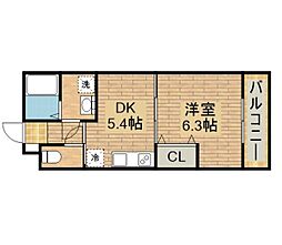 エスファーレ浜寺 1DKの間取図画像
