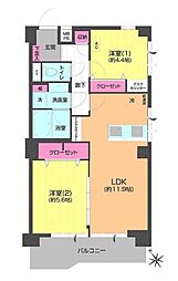 クレール中山 2LDKの間取図画像