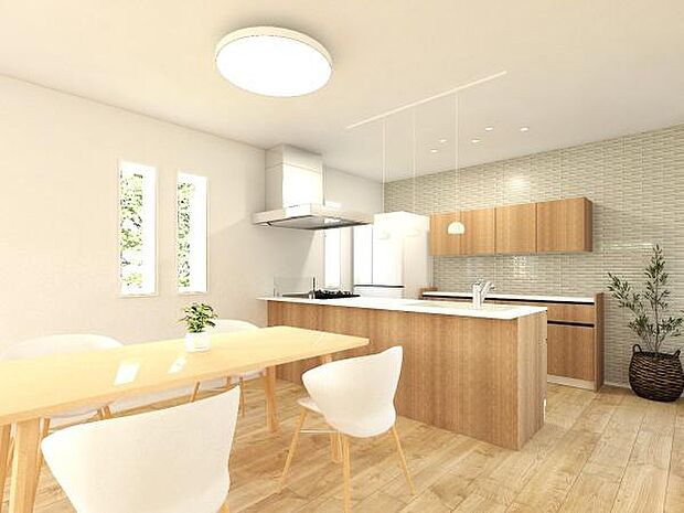 《リビング 完成予想図》　■開放的で広いリビング。のびのびとくつろげるリビングは、家族のコミュニケーションの場として、みんなが集まる場所に。