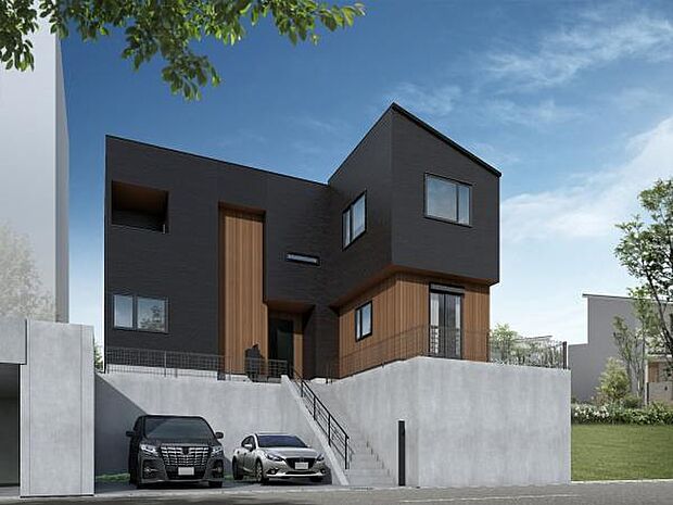 ■外観イメージ。落ち着きのあるトーンでまとめた外観。長年住むうちに深い愛着を感じることの出来る、飽きのこないデザインです。天然木を一部に使用した外観。