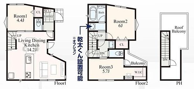 《間取り》■リビング中心の新生活。光を取り入れる開放的な設計で居心地の良い時間を演出します。