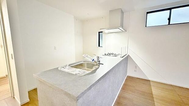 《システムキッチン》 ■家族が集う楽しく親子の会話も弾むキッチン。明るく清潔で使い勝手のいいキッチンには、いつも家族の笑顔があふれています。