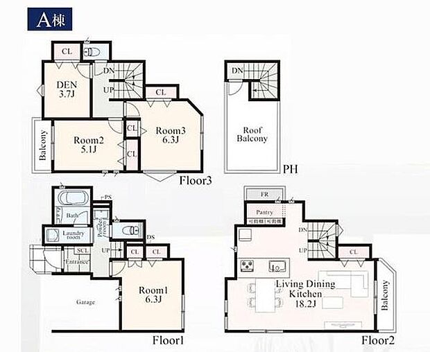 《間取り》■リビング中心の新生活。光を取り入れる開放的な設計で居心地の良い時間を演出します。