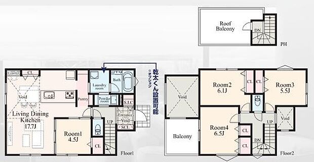 《間取り》■リビング中心の新生活。光を取り入れる開放的な設計で居心地の良い時間を演出します。