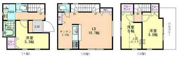 《間取り》■リビング中心の新生活。光を取り入れる開放的な設計で居心地の良い時間を演出します。