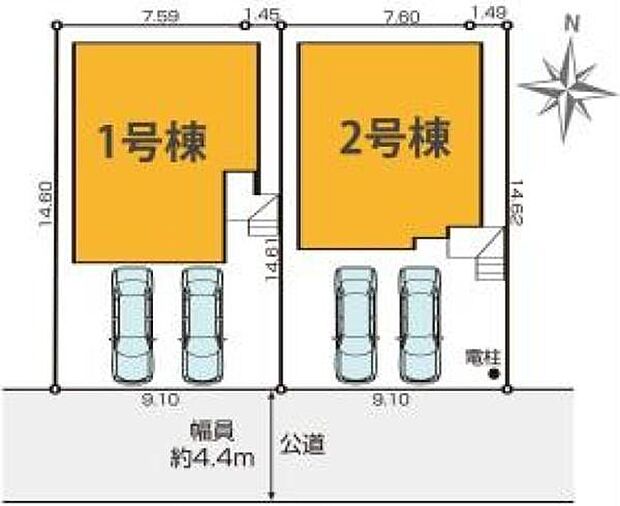 《区画図》 ■カースペース2台あり(車種によります)。
