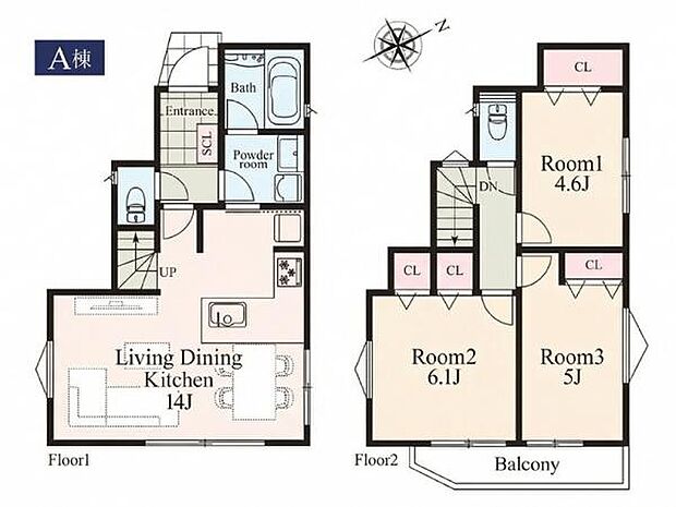 《間取り》■リビング中心の新生活。光を取り入れる開放的な設計で居心地の良い時間を演出します。