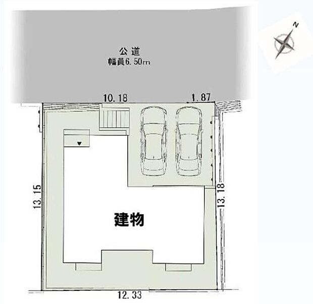 《区画図》　■カースペース2台あり（車種によります）。