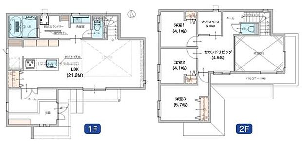《間取り》■リビング中心の新生活。光を取り入れる明るく開放的な設計で居心地の良い時間を演出します。