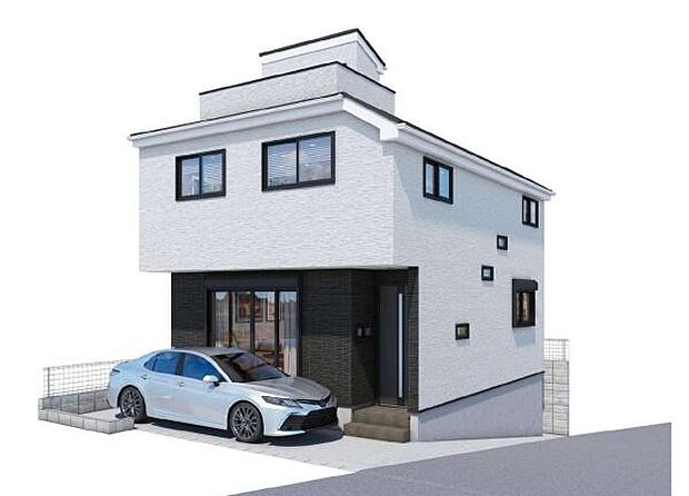 《完成予想図》 ■機能性とデザイン性を兼ねそろえた理想の住まい。美しい外観やくつろぎの室内空間にふさわしい素材・形・色彩、上質感に満ちております。(イメージパースは実際と異なる場合があります)