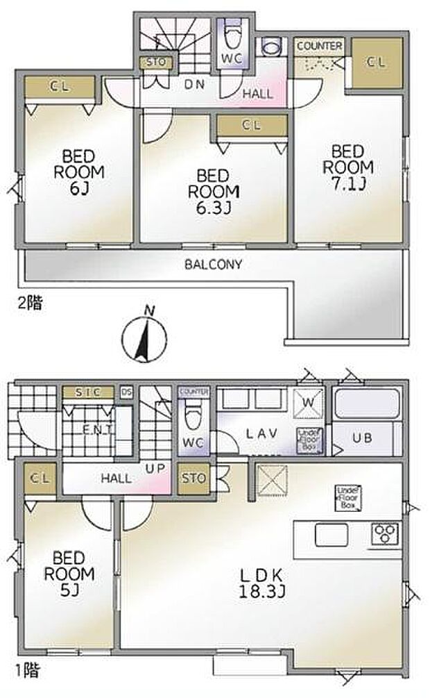 《間取り》　リビング中心の新生活。光を取り入れる明るく開放的な設計で居心地の良い時間を演出します。