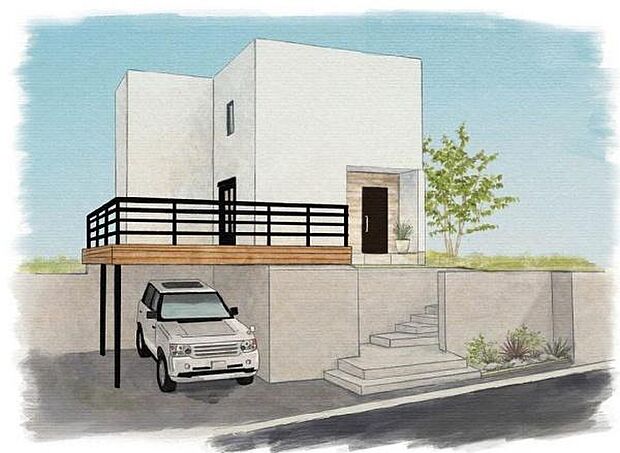《完成予想図外観パース》■機能性とデザイン性を兼ねそろえた理想の住まい。美しい外観やくつろぎの室内空間にふさわしい素材・形・色彩、上質感に満ちております。（イメージパースは実際と異なる場合があります）