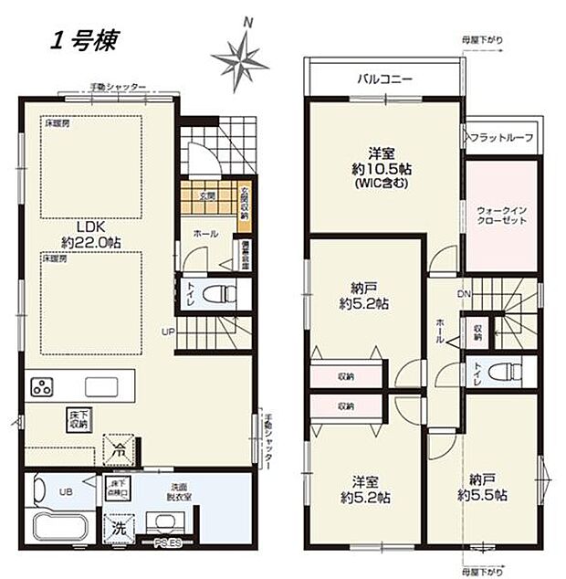 《間取り》 リビング中心の新生活。光を取り入れる明るく開放的な設計で居心地の良い時間を演出します。