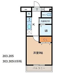 南海線 高石駅 徒歩5分の賃貸マンション 1階1Kの間取り