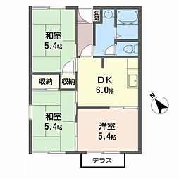 スカイコーポB棟 3DKの間取図画像