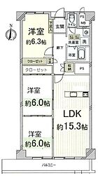 第一茨木ビューハイツ3号棟 3LDKの間取図画像