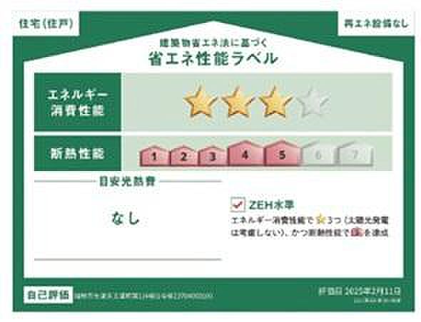 省エネ性能ラベル取得の家です。