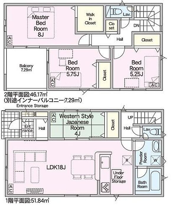2号棟の間取図はこんな感じになっています