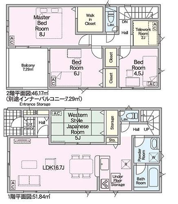 1号棟の間取図はこんな感じになっています