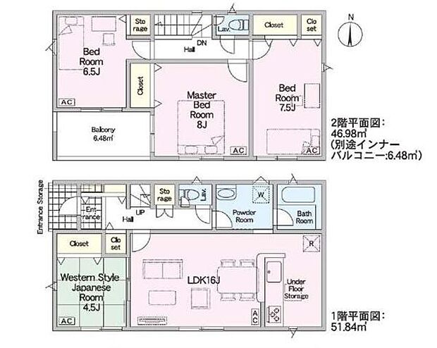 2号棟の間取図はこんな感じになっています