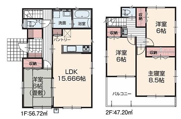 全居室6帖以上で4LDKの広い間取り!