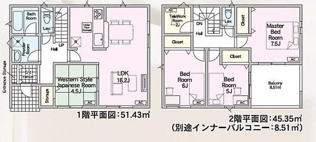 和室も付いた4LDKの間取りです。