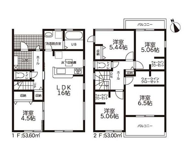 ファミリー層に嬉しい5LDKの間取り。