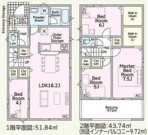 1号棟の間取図はこんな感じになっています