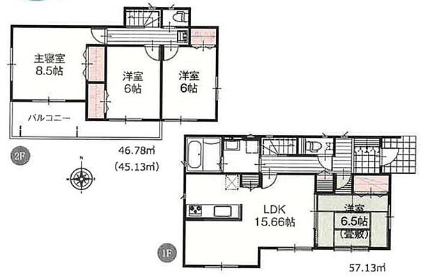 全居室6帖以上で4LDKの間取りです。