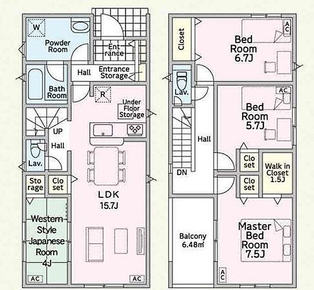 ファミリー層にピッタリな4LDKの間取。